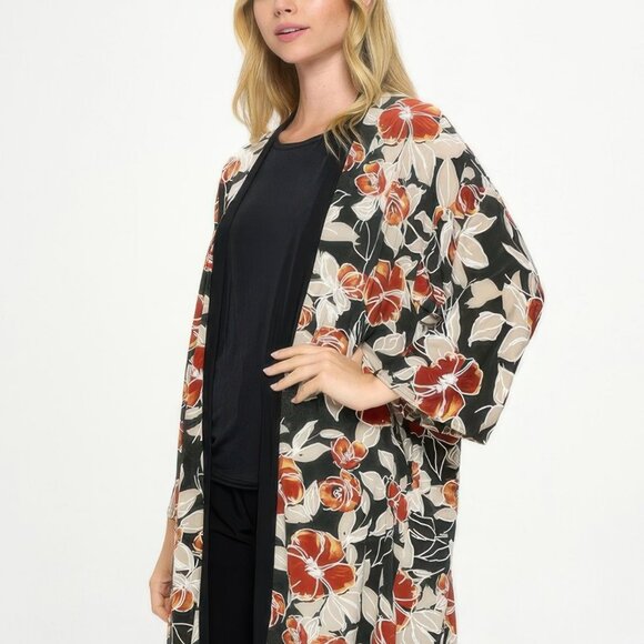 Hit Kimono Long Jacket W/pocket - Picture 3 of 5